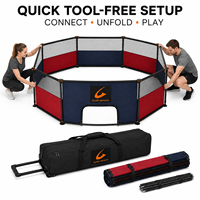 Terrain de jeu de Gaga Ball octogonal portable de 15 pieds, pliable, pour l'intérieur et l'extérieur, avec structure légère et mince en poteaux