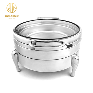 Plats de chauffe-plats ronds en acier inoxydable et argent pour banquet d'hôtel de haute qualité pour buffet de restauration chauffe-plats - Product Image 2
