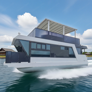 <span class=keywords><strong>Bateau</strong></span>-maison en aluminium certifié CE de 38 pieds, options de disposition personnalisables disponibles, pour le tourisme, la navigation, le <span class=keywords><strong>transport</strong></span>, la patrouille, la pêche en rivière - Product Image 1