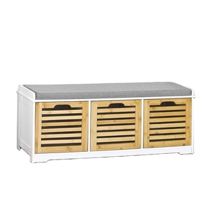 Shoe Rack Bench display Storage home organizer Bamboo Shoe Cabinet with seat cushion