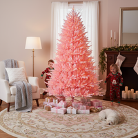 Direktverkauf ab Werk Meistverkaufter Umweltfreundlicher Klassischer Rosa Künstlicher Weihnachtsbaum aus PE-Material mit LED-Beleuchtung