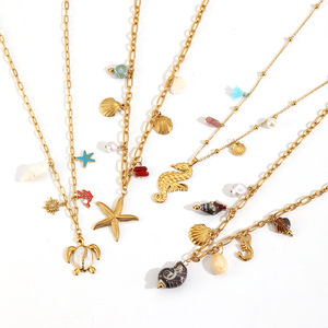 Collana in acciaio inossidabile da donna, alla moda con stella di <span class=keywords><strong>mare</strong></span> <span class=keywords><strong>e</strong></span> conchiglia di <span class=keywords><strong>mare</strong></span> collana per le vacanze in spiaggia - Product Image 4