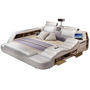 Proyector de piel auténtica de alta calidad de China, camas Tatami con cabezal de masaje, reproductor de música - Product Image 6