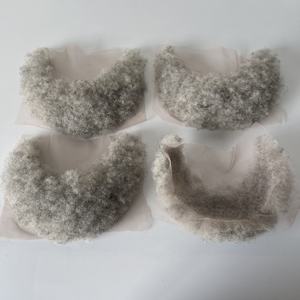 Scorta di pizzo pieno mongolo vergine parrucchino umano 1 b90 barbe Afro pieno di pizzo grigio per vecchi uomini neri - Product Image 4