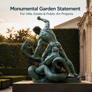 Sculpture YOUFINE en bronze patiné d'<span class=keywords><strong>Hercule</strong></span> combatant contre le serpent d'Achelus, statue d'héroïque personnage mythologique classique pour la décoration de musée ou de villa - Product Image 2