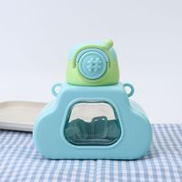 Bouteille d'eau en plastique 550 ml motif nuage de dessin animé pour enfants, anti-chute, avec paille et sangle, idéale pour l'été