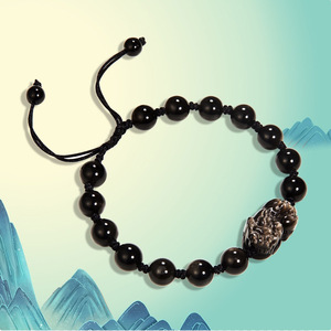 Bracelets <span class=keywords><strong>Pixiu</strong></span> en cristal d'<span class=keywords><strong>obsidienne</strong></span> noire naturelle Bracelet <span class=keywords><strong>Pixiu</strong></span> en cristal de quartz fraise rouge pour les amoureux - Product Image 4