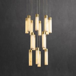 Lámpara de Araña Moderna de Alabastro <span class=keywords><strong>Oslo</strong></span>, Lámpara Rectangular Creativa para Restaurante, Lámpara de Lujo de Cobre para Sala de Estar, Dormitorio y Estudio - Product Image 2