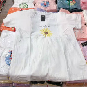 New Wholesale Low Price Apparel Stock <b>Summer</b> Women Men Unisex <b>Tshirt</b> Women Short Sleeve Top Apparel Clothes - Product Image 1