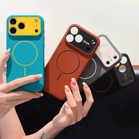Coque de téléphone tendance à blocs de couleur avec grande fenêtre pour accessoires mobiles, compatible 16 17 Air 18 Pro, avec dos magnétique