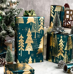Christmas Wrapping <b>Paper</b> Gold Foil Wrapping <b>Paper</b> Elegant green and golden Christmas tree <b>pattern</b> wrapping <b>paper</b> - Product Image 1