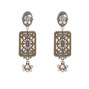 Orecchini pendenti geometrici intagliati in stile palazzo etnico con Design Vintage orecchini di strass lucidi per donna - Product Image 1