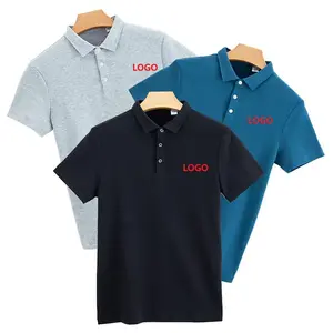 Custom Logo Interlock Fabric Polo Shirts 230gsm Cotton Design Men's Pima Cotton Polo Shirt