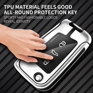 Étui de <span class=keywords><strong>clé</strong></span> de voiture de haute qualité avec porte-clés, coque métallique et bouton TPU pour <span class=keywords><strong>clé</strong></span> de voiture, personnalisable avec <span class=keywords><strong>logo</strong></span> <span class=keywords><strong>Volkswagen</strong></span> - Product Image 4