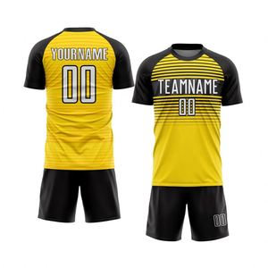 ชุดเสื้อฟุตบอลลายทางแขนสั้นระบายอากาศแห้งเร็วชุดฝึกซ้อมเสื้อและกางเกงขาสั้นผู้ชายเยาวชน - Product Image 1
