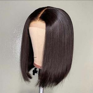 Clj gros <span class=keywords><strong>Cheveux</strong></span> brut vierge 100% <span class=keywords><strong>cheveux</strong></span> humains dentelle fermeture brésilien noir Grade 10 A 13X4 droite Bobo perruques pour tresse - Product Image 1