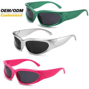 20896 Aliens Wrap Around Shades Futuristic Oval Trendy Eyewear Y2K Moda Cool Colorful UV400 Lens Punk Gafas de sol - Product Image 1