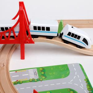 Ensemble de piste de train en <span class=keywords><strong>bois</strong></span> avec <span class=keywords><strong>locomotive</strong></span> électrique, jouet à fente en <span class=keywords><strong>bois</strong></span>, 50 pièces - Product Image 2