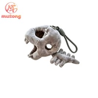 Porte-clés en peluche squelette de dinosaure gris en gros, pendentif amusant en forme d'os, breloque de sac, décoration de sac à dos, cadeau pour adolescents