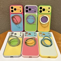 Coque de téléphone magnétique hybride colorée avec support anneau pour iPhone 18 Pro Max 17 Pro 16 avec protection d'objectif d'appareil photo