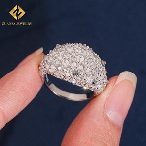 Bague ZUANFA JEWELRY ovale entièrement pavée de diamants de laboratoire, style hip-hop, pour homme - Product Image 5