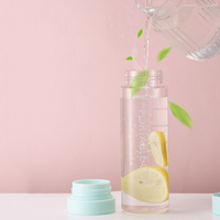 Bouteille d'eau ronde en plastique givré de 600/800 ml, sans BPA, grande capacité, Sport, Transparent, passoire à thé Portable, tasses à eau