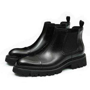 Chaussures en cuir pour hommes, style britannique, décontractées et professionnelles, à semelle épaisse, en cuir véritable, nouvelle collection, très tendance, pour hommes à la mode. - Product Image 2