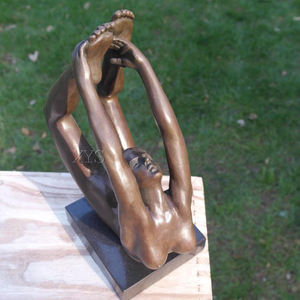 Sculpture de yoga nue en bronze de femme nue d'art moderne avec figurine 3D de base pour l'usage extérieur - Product Image 2