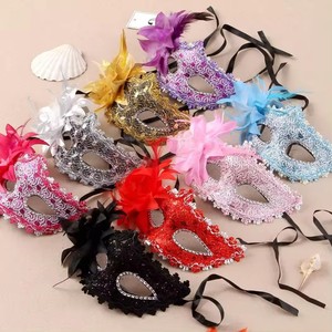 <span class=keywords><strong>Halloween</strong></span> Demi Visage <span class=keywords><strong>Maquillage</strong></span> De Bal Costume Props Dentelle Masque De Danse Plume Plus Fleurs Paillettes Premium Pour Adulte - Product Image 4