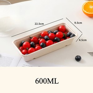 Kotak Baki Buah 600ml Tahan Air, Portabel, Biodegradable, dari Bubur Kertas Kraft Berkualitas Tinggi dengan Tutup, untuk Kemasan Keripik Kentang dan Camilan Piknik - Product Image 1