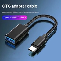 Câble adaptateur OTG tressé, Type C et Micro USB vers USB A, pour clé USB, souris, clavier, transfert de données pour téléphone Android, câble OTG