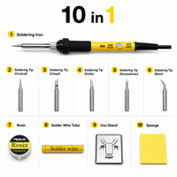 Kit de fer à souder 10 en 1 PINSUN 60W, température réglable, outil de soudage électrique, ensemble de sécurité ESD pour réparation DIY, prix d'usine