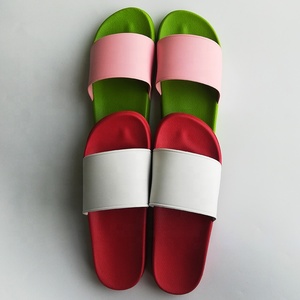 2021 Custom Blank Sublimation Screen Printing Lower Price Pvc <strong>Green</strong> Sandal <strong>Slides</strong> - Product Image 3