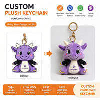 Porte-clés en peluche personnalisé Dragon Noir Violet, personnage d'anime, jouet en peluche doux, mini breloque de sac, conception gratuite