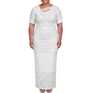 Abito <span class=keywords><strong>Lungo</strong></span> da Donna <span class=keywords><strong>Taglie</strong></span> <span class=keywords><strong>Forti</strong></span> 7XL Bianco con Design Sunday per la Festa della Mamma, Puletasi Samoano Polinesiano di Tendenza, di Ottima Qualità, il Più Venduto - Product Image 1