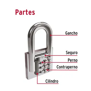 Master con lucchetto in ferro 36 unità con gancio lungo 63 mm in scatola, HERMEX - Product Image 2