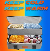 Sac isotherme extensible à double couche pour plats de cuisson, compatible avec les plats de 11x15 ou 9x13 pouces, idéal pour les pique-niques, les sorties à la plage et les repas partagés.