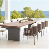 Meubles en rotin d'extérieur modernes et neufs, table à manger en teck de luxe pour l'extérieur, 8 à 10 places, ensemble de chaises en rotin pour patio et jardin