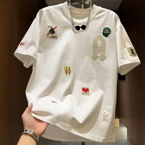 เสื้อยืดคอกลมแขนสั้นผู้ชายมีลวดลายระบายอากาศได้ดีใส่ได้ทุกวันผ้าบางผ้าฝ้าย 81-90% - Product Image 4