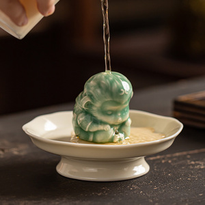Porte-encens singe en céramique Celadon, figurine de thé artisanale pour cérémonie du thé, décoration d'intérieur, origine Dehua - Product Image 2