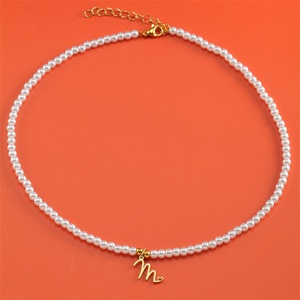 Dainty Women Accessories Custom Personalized Jewelry Pearl Necklace 26 Initial Letter Charm Necklace - Product Image 5