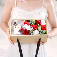 Großhandel günstigen Preis Seife Rose Blumen mit Dekoration von Duft Kerze Seife Rosen Blume in Geschenk box