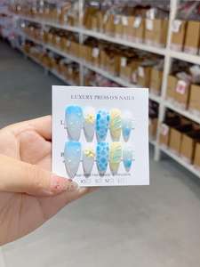 Uñas Postizas Francesas 3D Rosadas con Diseño de Gota de Agua, Hechas a Mano en ABS, con Pegamento de Alta Calidad, 10 Piezas, Logotipo Personalizado - Product Image 5