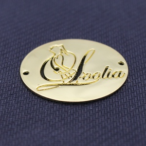 Plate High Grade Custom Engraved Texture Logo <b>Brushed</b> Metal Label <b>Round</b> Gold or Custom Color Bags Accessories Sampling Accepted - Product Image 5