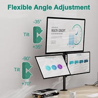 Support de moniteur à trois écrans de 32 pouces, 90 degrés, support de montage sur bureau, pince de fixation, support de moniteur de table, nouveau, noir