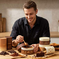 Boîte cylindrique en carton kraft personnalisée, résistante au four, pour desserts et pâtisseries, emballage de cheesecake bio avec couvercle