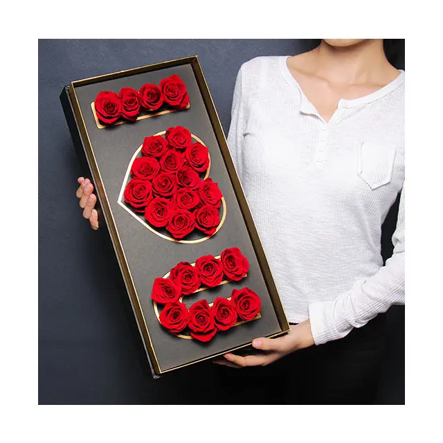 Ammy-Caja de regalo "I LOVE YOU" con rosas preservadas, el mejor regalo de larga vida, rosas para esposa, novia, Día de San Valentín