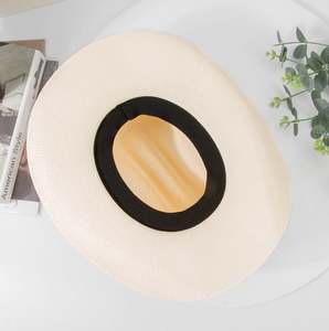 หมวกฟางกระดาษขายส่ง CLN62022 หมวกฟางบังโกร่าปีกกว้าง หมวกคาวบอย หมวกชายหาด หมวกซอมเบรโร หมวกท่องเที่ยว หมวกกันแดด - Product Image 6