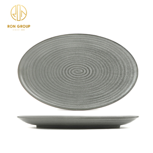 <span class=keywords><strong>Vajilla</strong></span> de porcelana a precio de fábrica, plato de servicio de comida ovalado gris de 10/12/14 pulgadas para Hotel, restaurante, cubiertos de cena comercial - Product Image 6