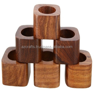 Floral Design Metal Napkin Rings <b>Set</b> <b>Square</b> Wood Slice Table Decoration for Weddings and Parties Stocked - Product Image 2